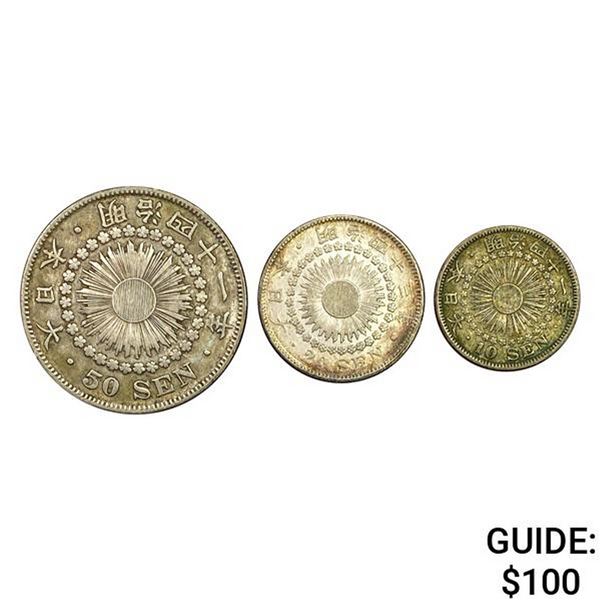 50,20,10 Sen Japan .4161 ASW NEARLY UNCIRCULATED