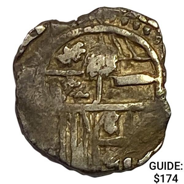 Spanish Empire 16th-17th Century 1 Reales Silver Cob NEARLY UNCIRCULATED