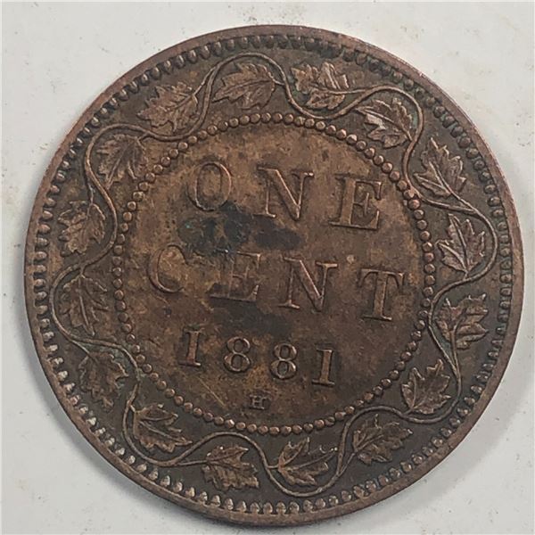 Canadian Large Cent 1881 Double Die #1 EF