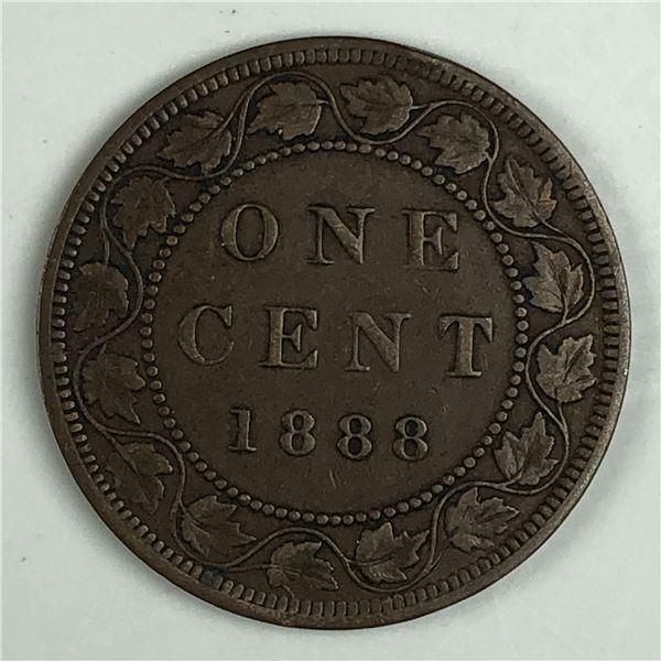 Canadian Large Cent 1888 EF-AU Repunched Middle 8