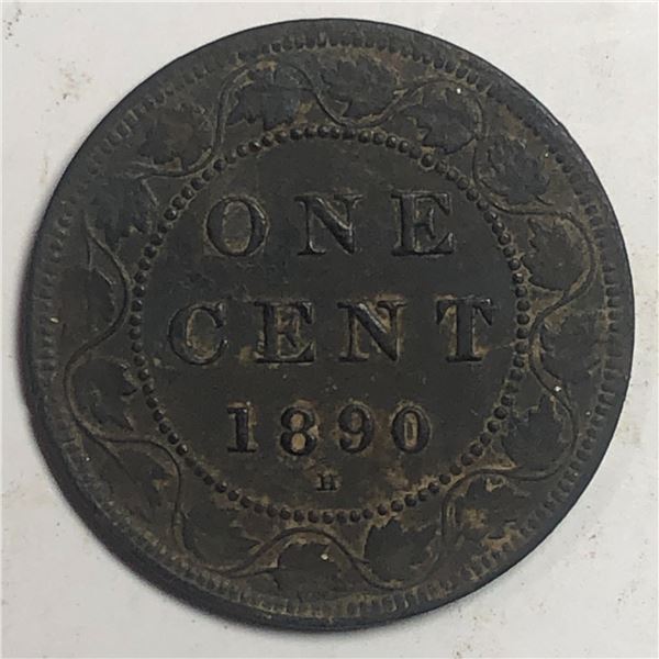Canadian Large Cent 1890 VG++ Flying I