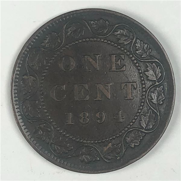 Canadian Large Cent 1894 AU ++