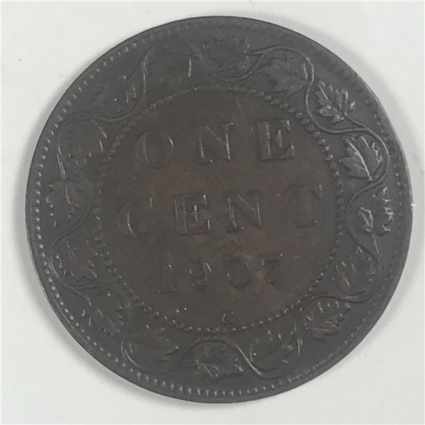Canadian Large Cent 1907 H VF