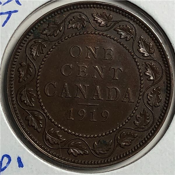 Canadian Large Cent 1919 MS62 + BROWN