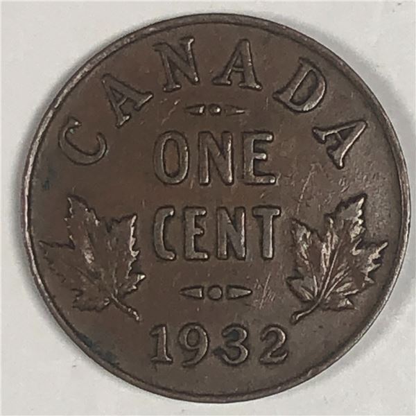 Canadian Small  Cent 1932 AU+