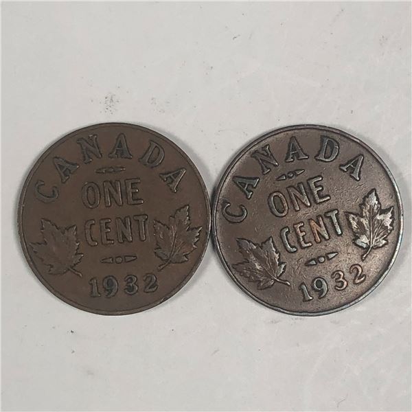 Canadian Small  Cent 1932 X2 VF+