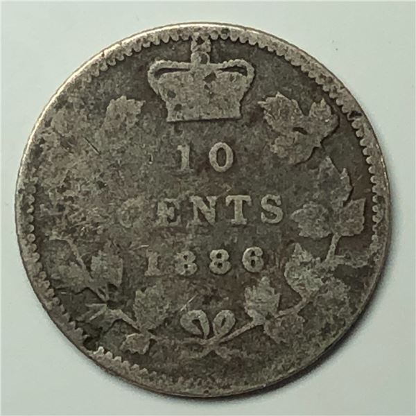 Canadian .10 Cent Dime 1886 Large Knob 6