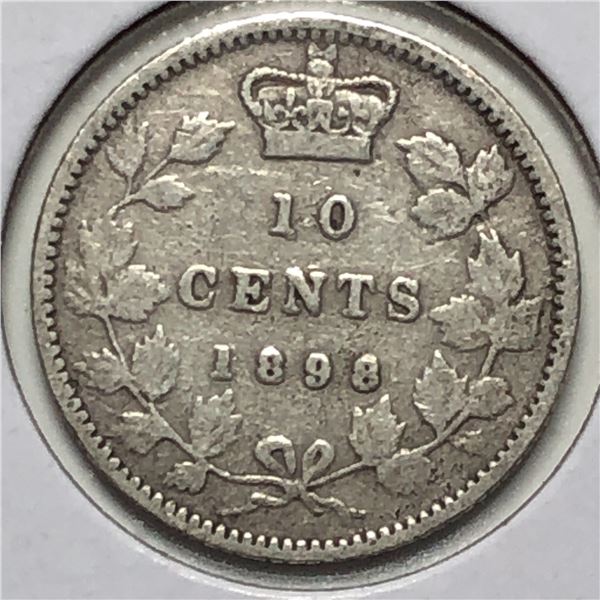 Canadian .10 Cent Dime 1898 vf