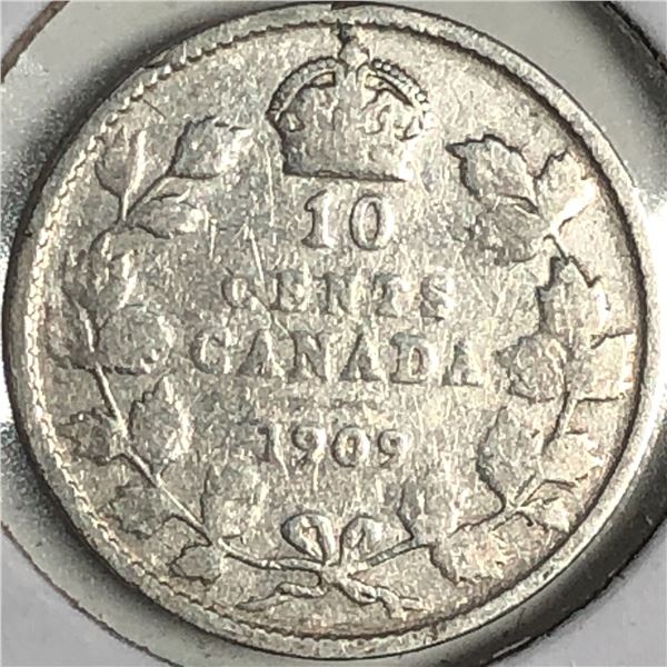 Canadian .10 Cent Dime 1909 BL