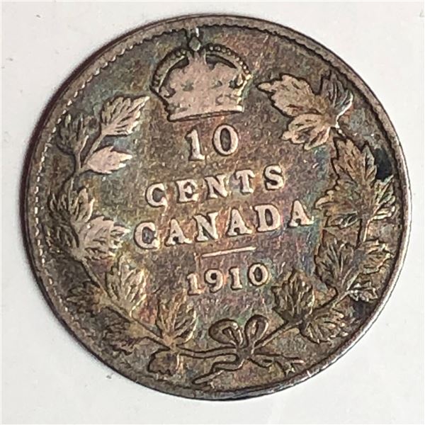 Canadian .10 Cent Dime 1910 VF++ Very Nice example