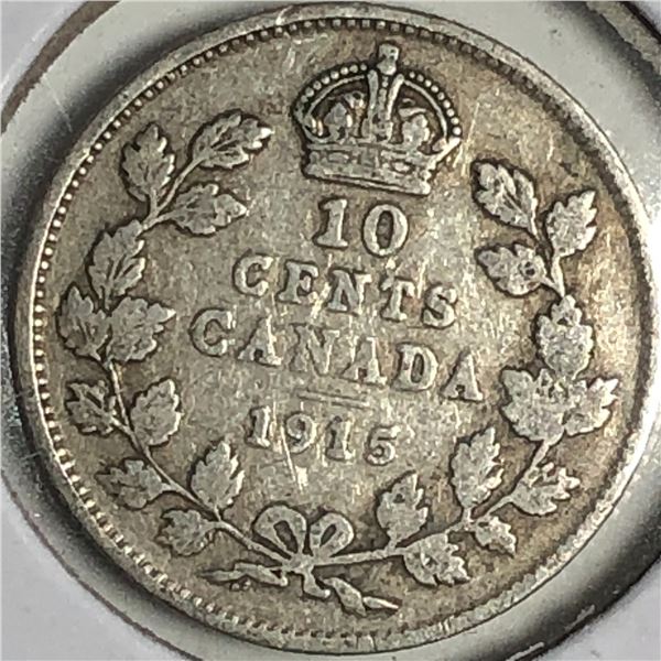 Canadian .10 Cent Dime 1915