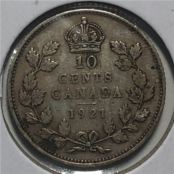 Canadian .10 Cent Dime 1921