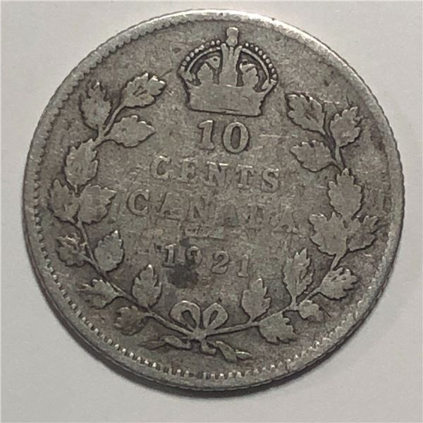Canadian .10 Cent Dime 1921