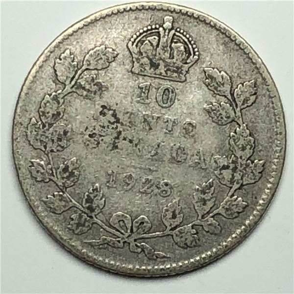 Canadian .10 Cent Dime 1928