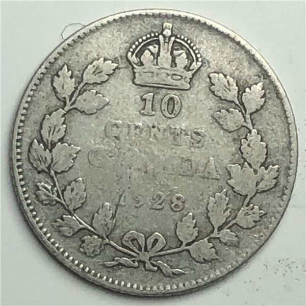 Canadian .10 Cent Dime 1928