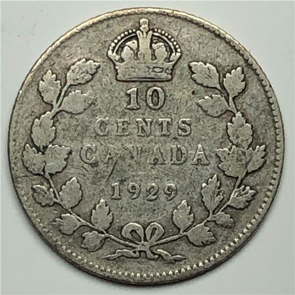 Canadian .10 Cent Dime 1929