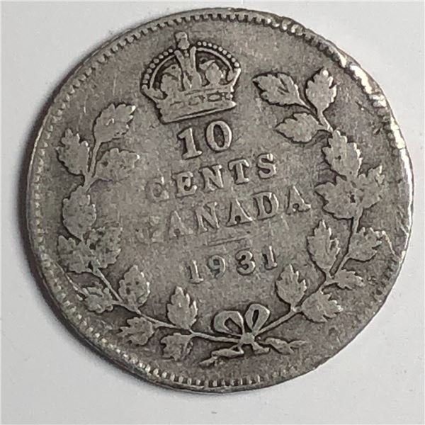 Canadian .10 Cent Dime 1931
