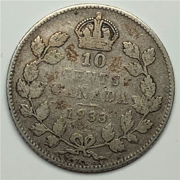 Canadian .10 Cent Dime 1933