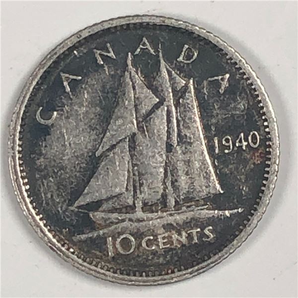 Canadian .10 Cent Dime 1940