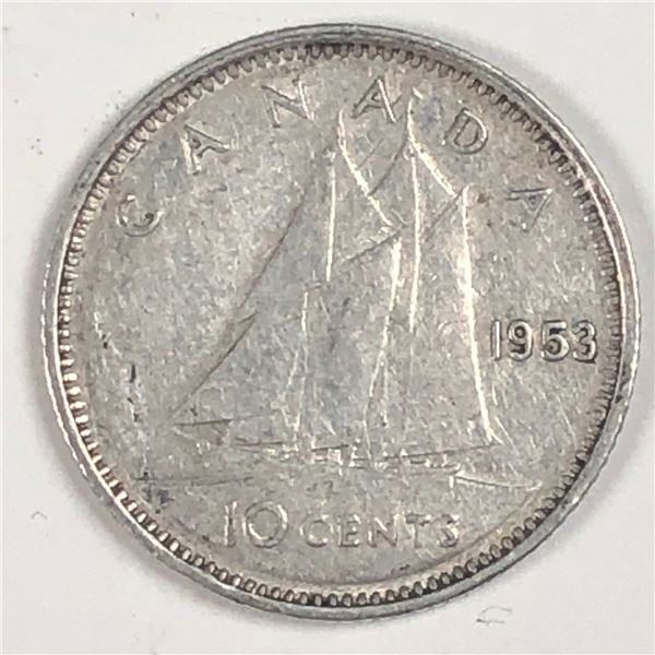 Canadian .10 Cent Dime 1953