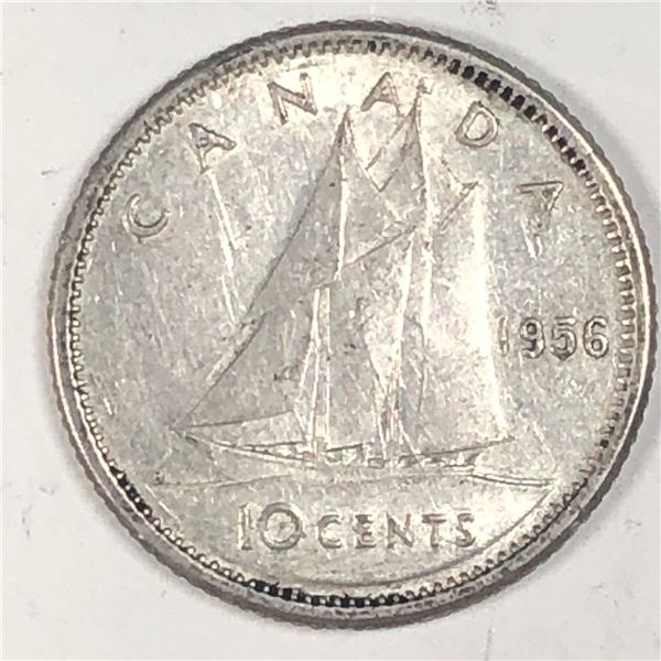 Canadian .10 Cent Dime 1956