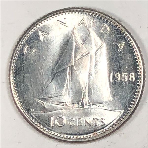 Canadian .10 Cent Dime 1958