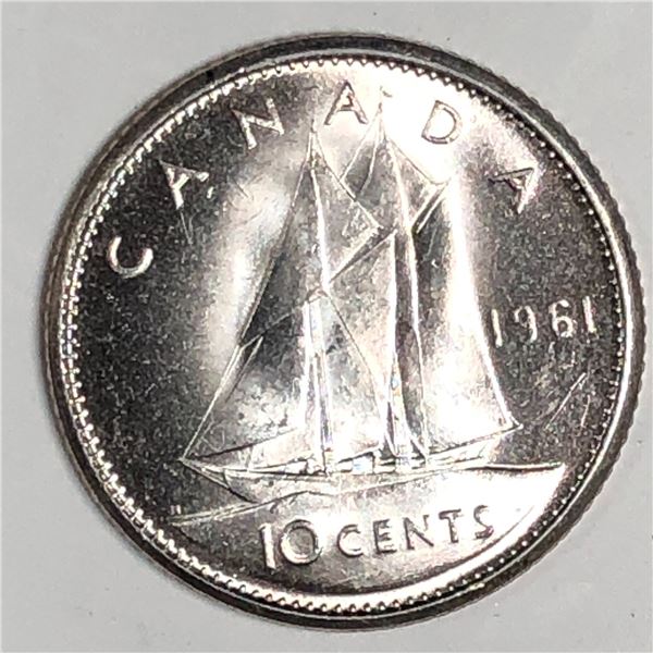 Canadian .10 Cent Dime 1961 Coice BU LC