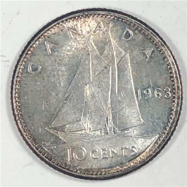 Canadian .10 Cent Dime 1963 Unc