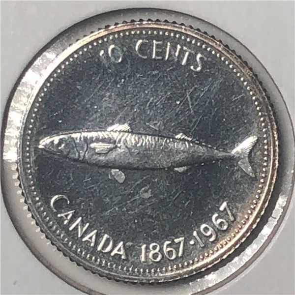 Canadian .10 Cent Dime 1967 Choice UNC