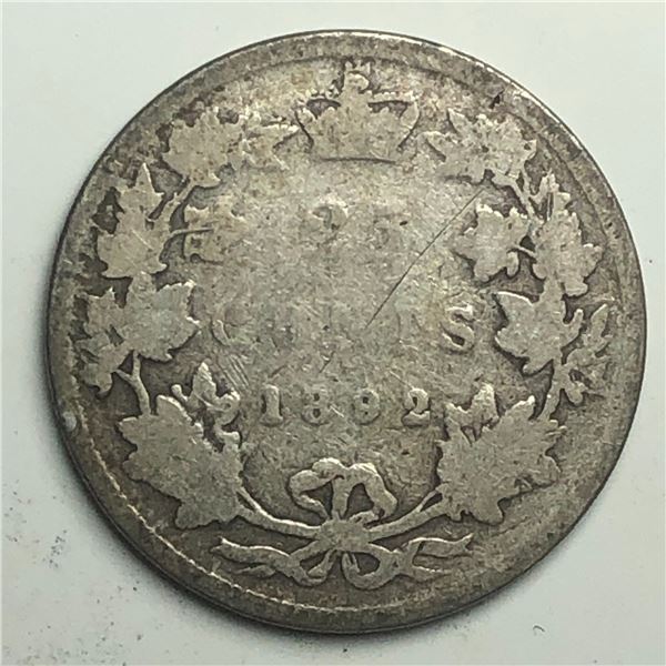 1892 Queen Victoria 25 Cents