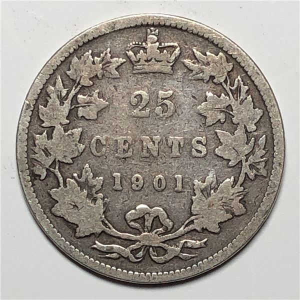 1901 Queen Victoria 25 Cents 9/9