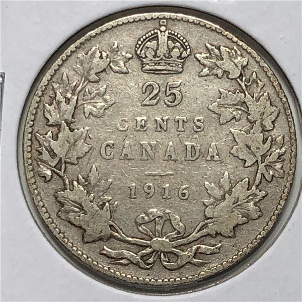 1916 King George V 25 Cents f++
