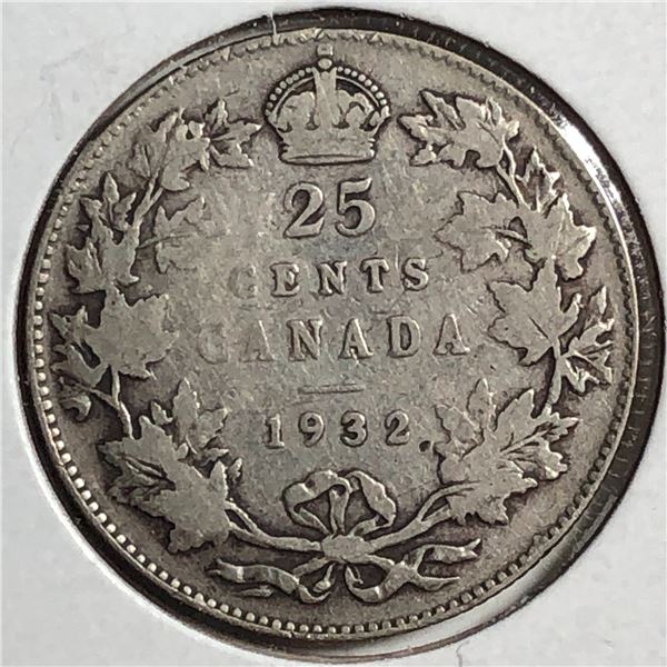 1932 King George V 25 Cents vf+