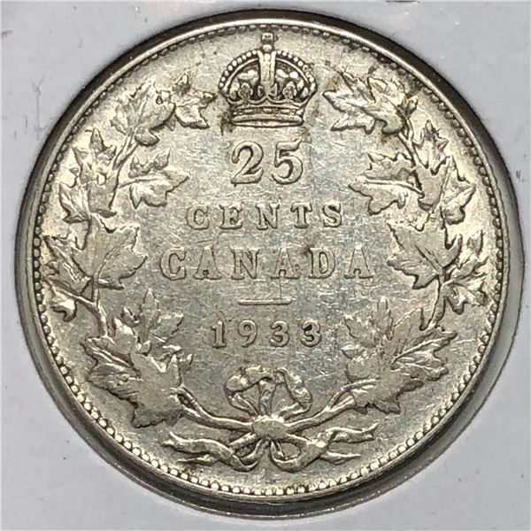 1933 King George V 25 Cents vf+++