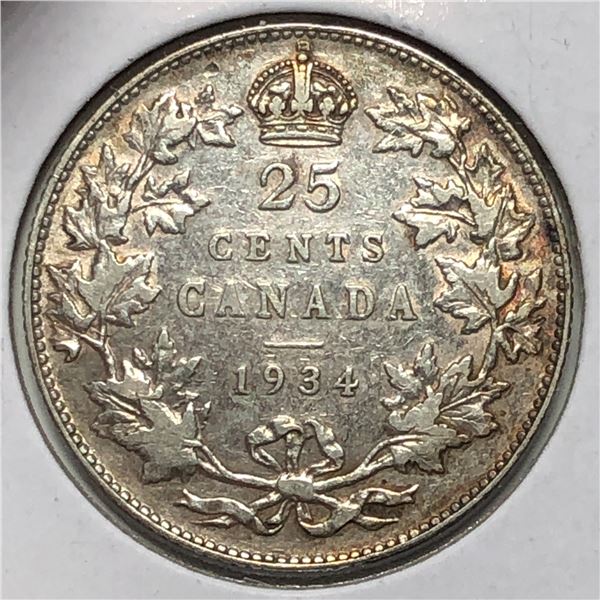 1934 King George V 25 Cents vf+++