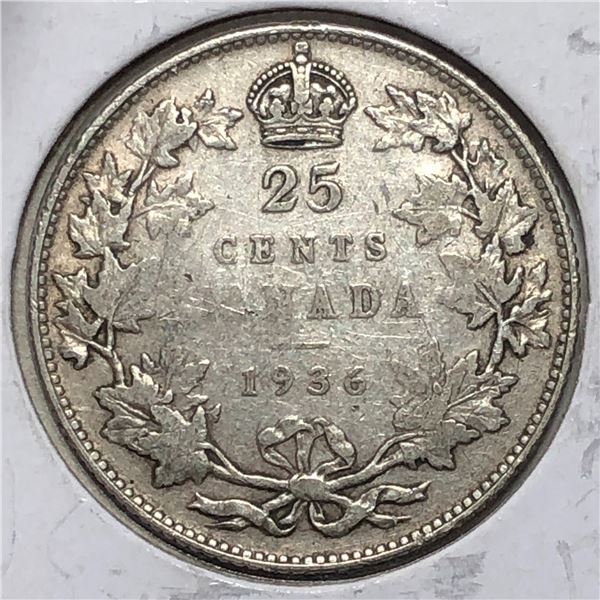 1936 BAR King George V 25 Cents f