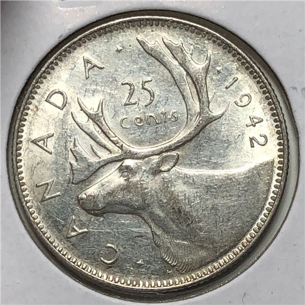 1942 King George VI 25 Cents au+