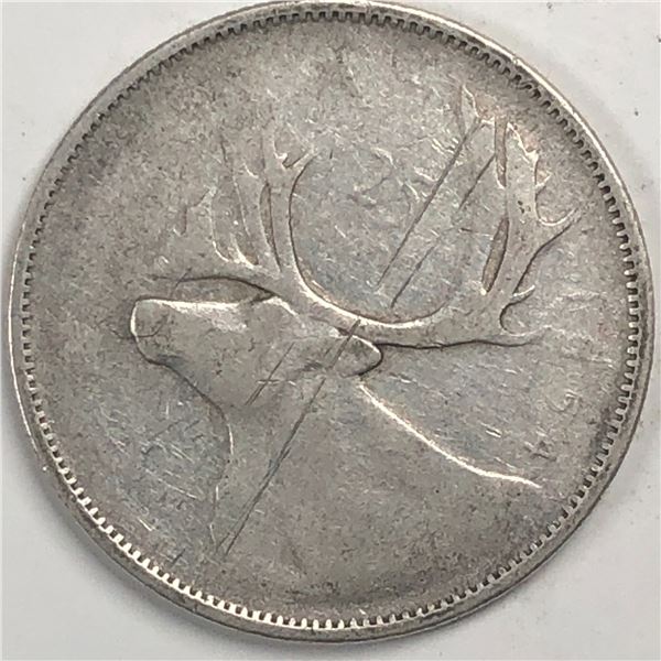 1954 Queen Elizabeth 25 Cents Filler