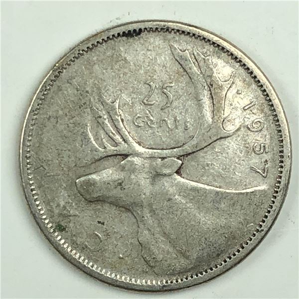 1957 Queen Elizabeth 25 Cents