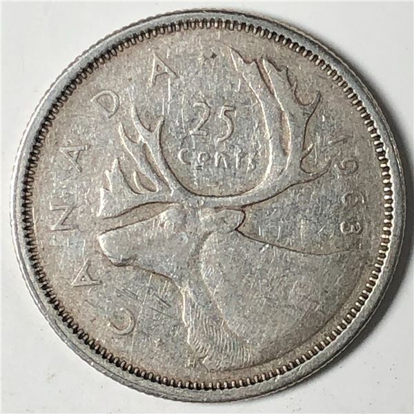 1963 Queen Elizabeth 25 Cents