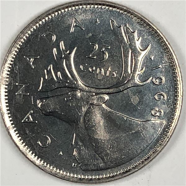 1968 Queen Elizabeth 25 Cents PL