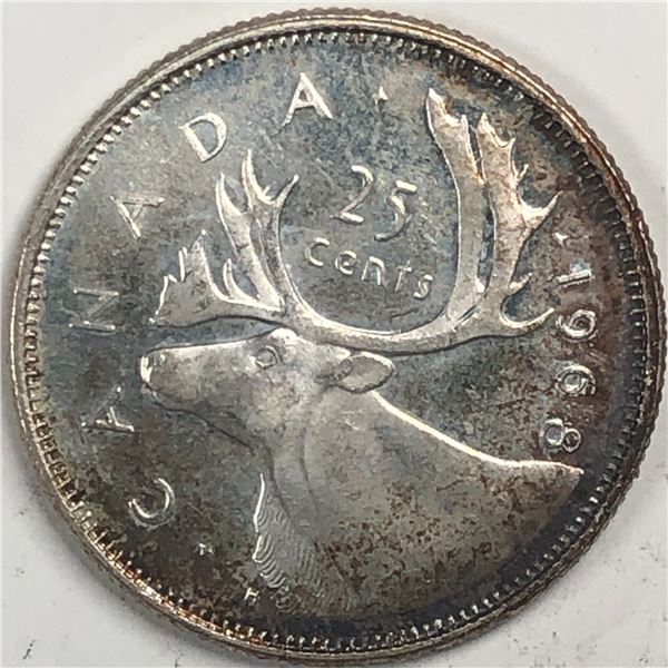 1968 Silver Queen Elizabeth 25 Cents