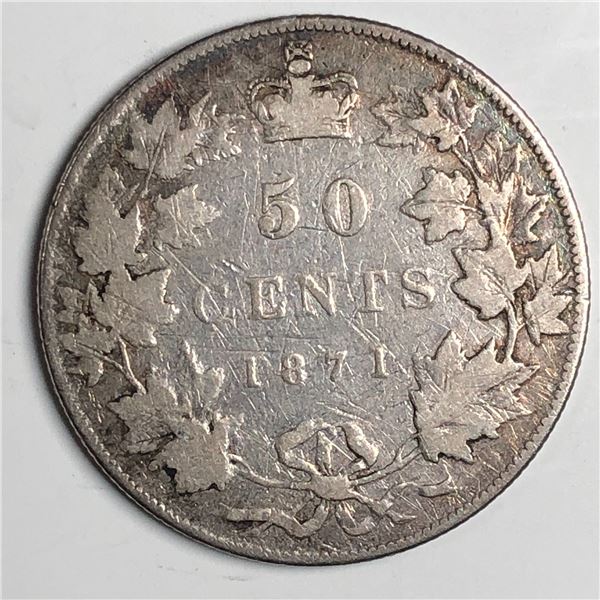 1871 Queen Victoria 50 Cents  VG+