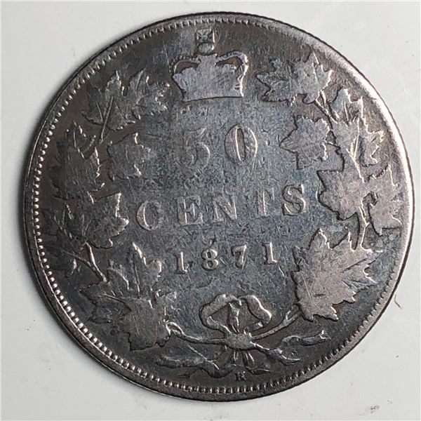1871H Queen Victoria 50 Cents  G+