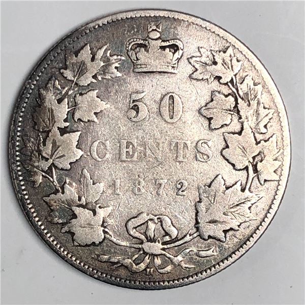 1872 Queen Victoria 50 Cents  G+