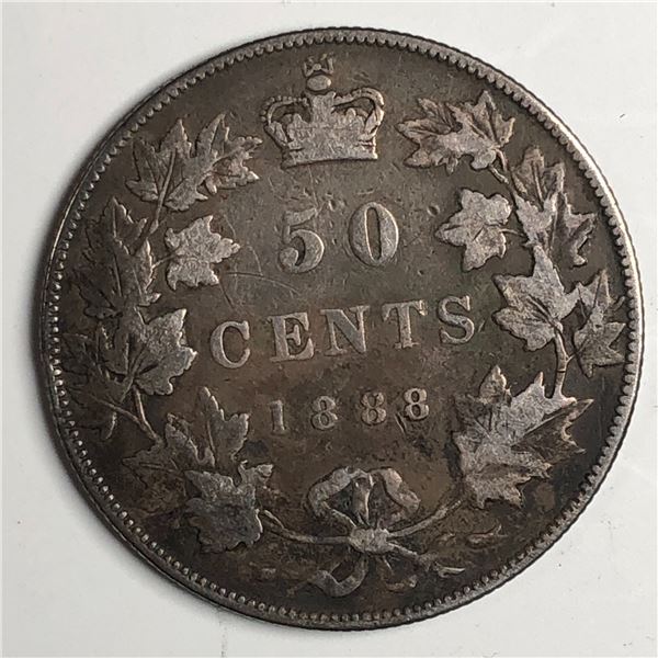 1888 Queen Victoria 50 Cents  VG+
