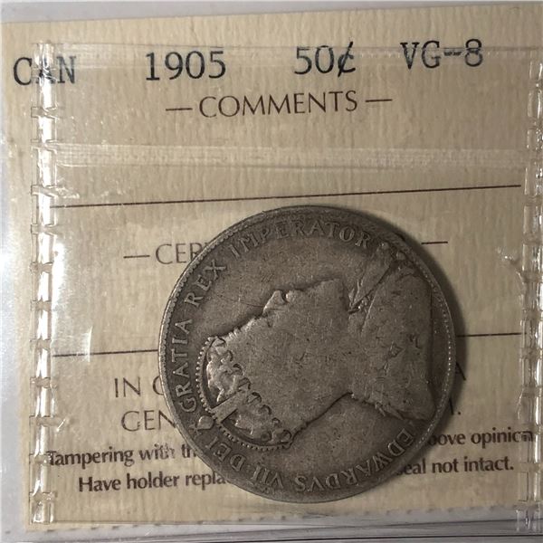 1905 King Edward VII 50 Cents ICCS VG-8