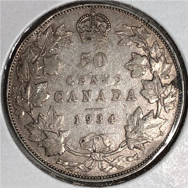 1934 King George V 50 Cents F+