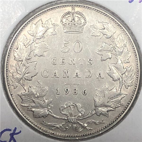 1936 King George V 50 Cents VF
