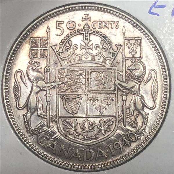 1940 King George VI 50 Cents EF+